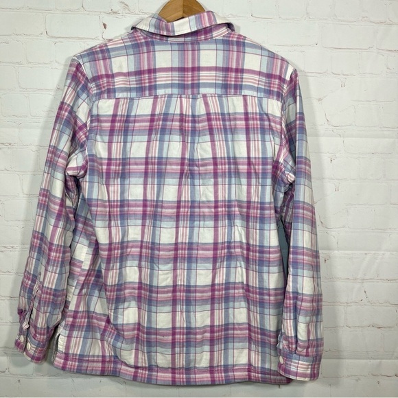 LL Bean Fleece Lined Plaid Shacket Flannel Womens Medium Pink Lumberjack - Picture 8 of 12